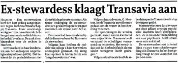 Ex-stewardess klaagt Transavia aan